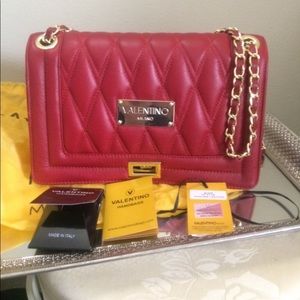 Authentic Valentino red quilted handbag purse